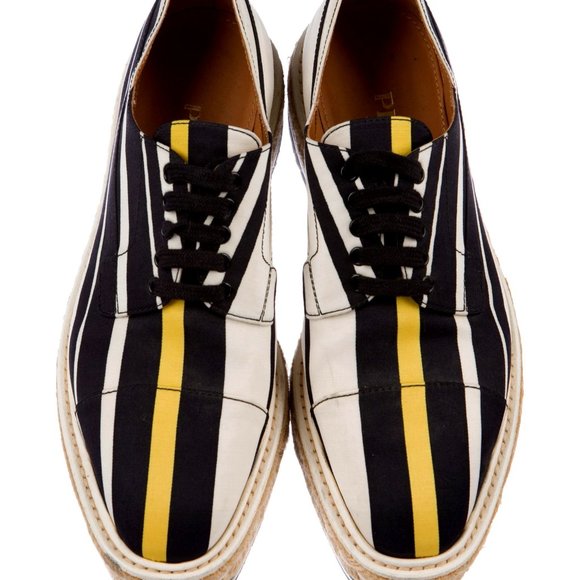 PRADA SIZE 37 STRIPED PLATFORM OXFORDS - Picture 3 of 3